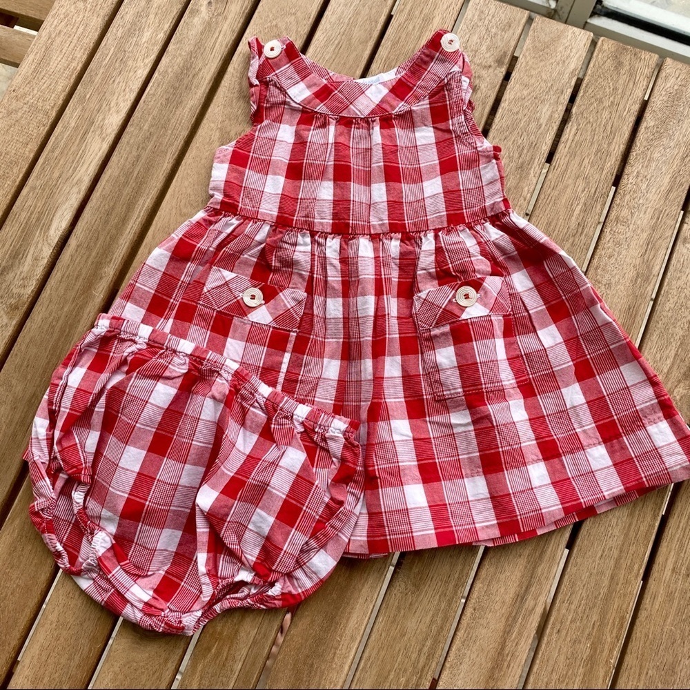 Baby kid Dress + pants 3/6 months Jacadi sleeveless red